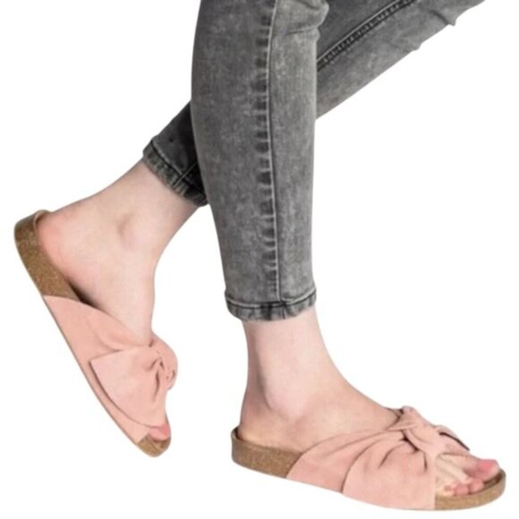 Jeffrey Campbell Do The Twist Slides Sunmist Rust Suede EU 40 Pink Bow - Picture 16 of 16